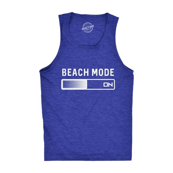 Mens Beach Mode Fitness Tank Funny Vacation Holiday Travel Summer Graphic - Picture 1 of 3